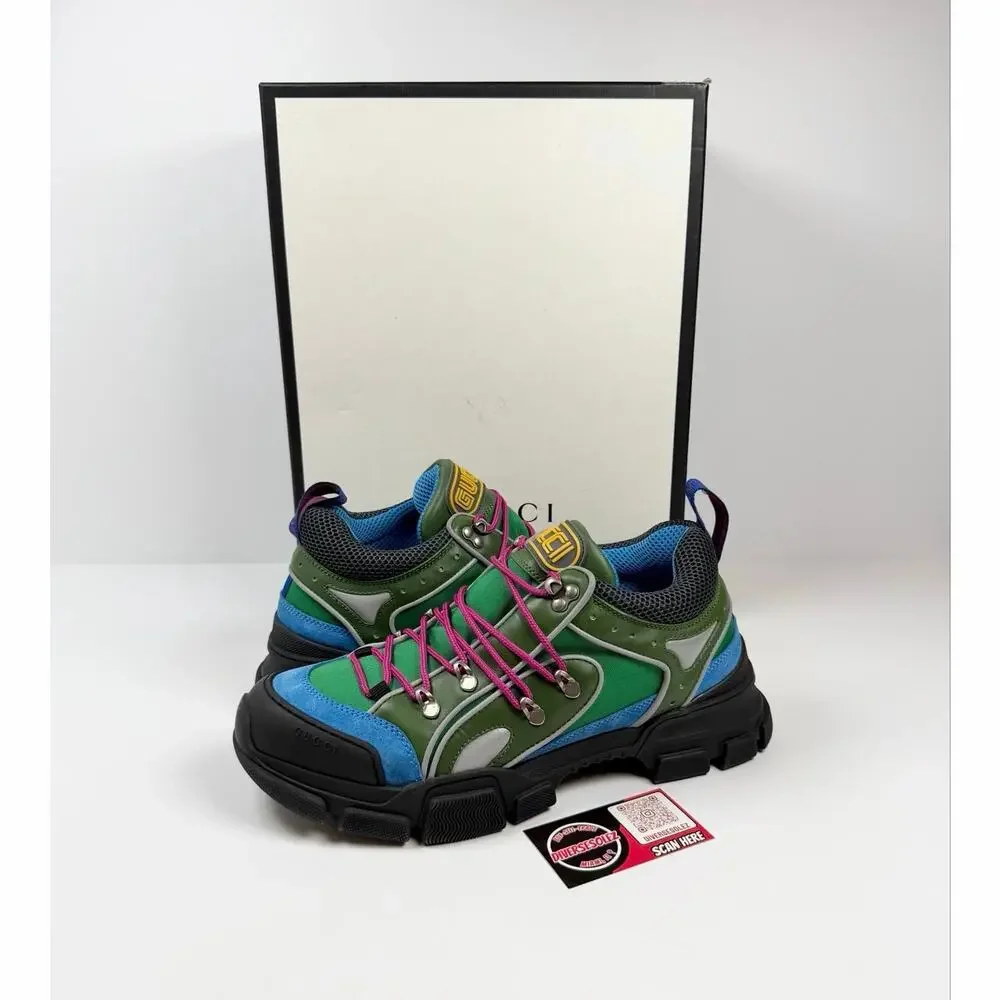Size 10.5US - Gucci Flashtrek Blue Green Sneakers